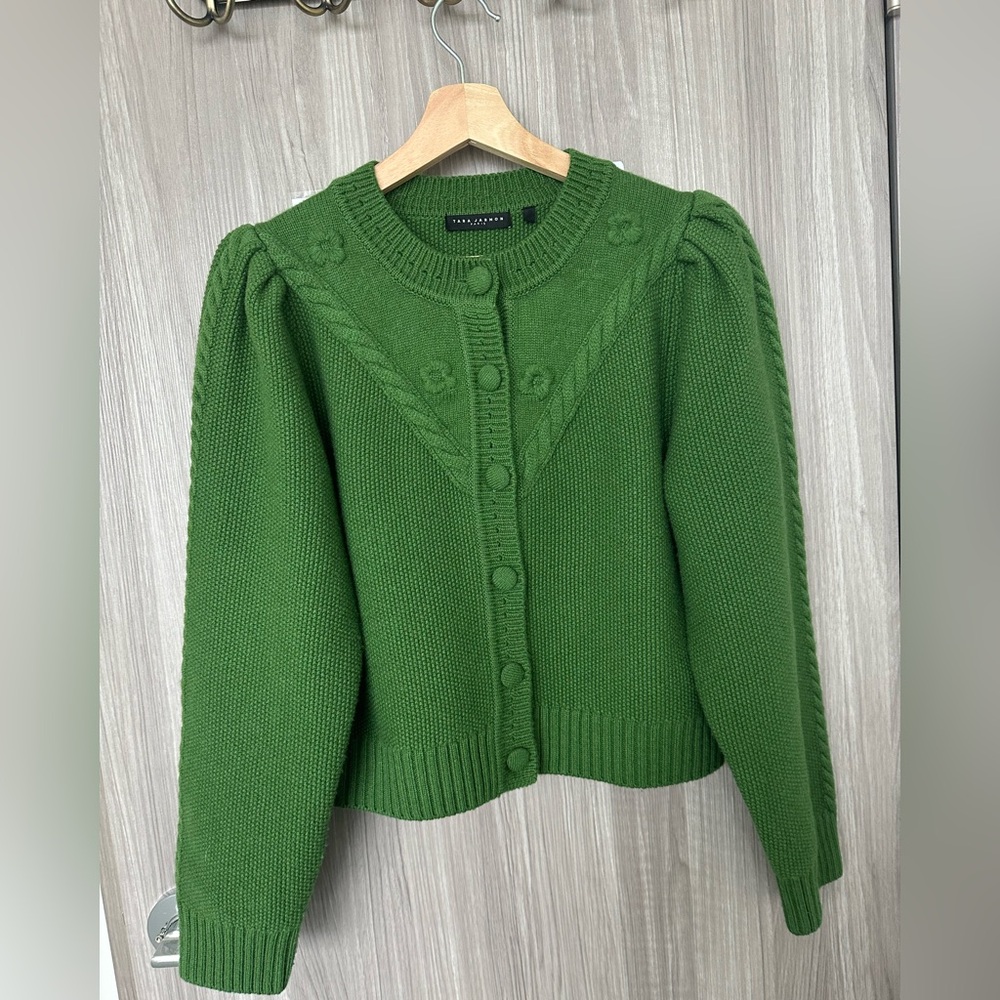 Green Sweater with Button Detail